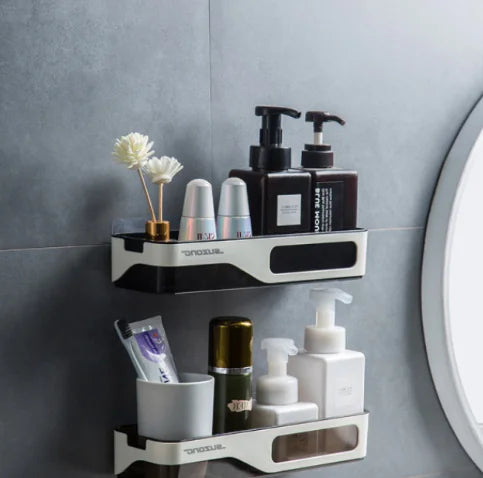 Wall-Mounted Bathroom Storage Rack Without Drilling
