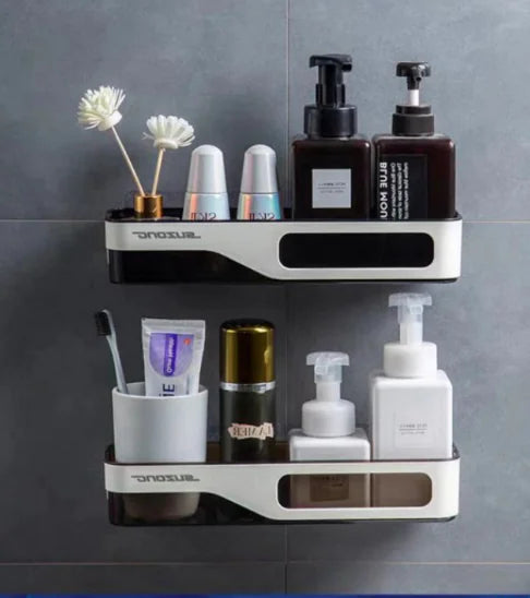 Wall-Mounted Bathroom Storage Rack Without Drilling